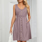 Buttoned V-Neck Sleeveless Mini Dress with Pockets