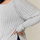 Basic Bae Full Size Ribbed Round Neck Slit T-Shirt