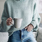Dropped Shoulder Rolled Hem Sweater