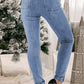 Button Fly Center Seam High Rise Jeans