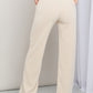 Yelete Elastic Waist Wide Leg Pants with Pockets in Ivory