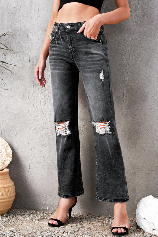 Distressed Bootcut Jeans