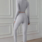 Zip Up Cropped Top and Leggings Yoga Set