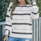 Striped Drop Shoulder Ribbed Cuff Sweater