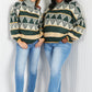Davi & Dani Cozy Weather Full Size Geometric Fuzzy Turtleneck Sweater in Green
