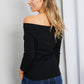 Culture Code Buttoned Off-Shoulder Ribbed Top