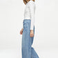 Button-Fly Wide Leg Jeans