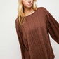 Davi & Dani Full Size Waffle-Knit Round Neck Top