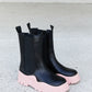 Weeboo Two-Tone Faux Leather Booties in Pink