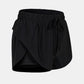 Two-Tone Drawstring Waist Faux Layered Athletic Shorts