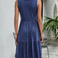 Decorative Button Sleeveless Scoop Neck Tiered Dress