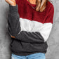 Color Block Round Neck Teddy Sweatshirt