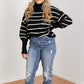 CY Fashion No Worries Full Size Striped Turtleneck Sweater