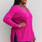 Zenana Sweater Weather Full Size Center Seam Tunic Sweater in Magenta