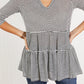 Doe & Rae Full of Love Full Size Striped Tiered Top