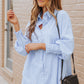 Striped Button Front Smocked Shirt