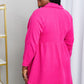 Zenana Bright and Airy Raw Edge Peplum Shirt with Pockets in Hot Pink