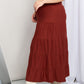 Zenana Full Size Wide Waistband Tiered Midi Skirt