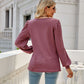 Waffle-Knit Puff Sleeve Square Neck Top