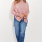 Zenana Love and Cuddles Full Size Cowl Neck Poncho Sweater in Light Rose