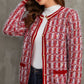Confetti Round Neck Button-Up Cardigan