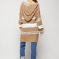 Davi & Dani Striped Drawstring Hooded Tunic Sweater