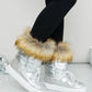 WILD DIVA Lace-Up Faux Fur Platform Snow Boots in Silver