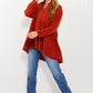 Zenana Bright and Airy Raw Edge Peplum Shirt with Pockets in Copper