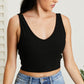White Birch Sense of It All Full Size Cropped V-Neck Tank Top