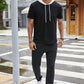 Contrast Drawstring Short Sleeve Hoodie