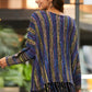 Striped Fringe Hem Round Neck Sweater