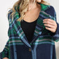 Davi & Dani Full Size Plaid Fringe Trim Pocket Coat