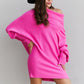 Davi & Dani Full Size Cowl Neck Dolman Sleeve Tunic Sweater
