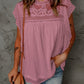 Swiss Dot Ruffled Frill Neck Blouse