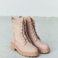 Weeboo Faux Leather Side Zipper Combat Boots