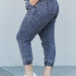 YMI Jeanswear Full Size Acid Wash Elastic Waist Jogger Jeans