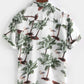 Tropical Print Button-Up Short Sleeve Shirt