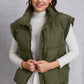 Zip Up Turtleneck Pocketed Vest Coat