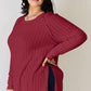 Basic Bae Full Size Ribbed Round Neck Slit T-Shirt