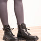 Weeboo Faux Leather Buckled Combat Boots