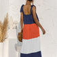 Color Block Tie Shoulder Tiered Sleeveless Dress