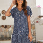Animal Print Button Front Flutter Sleeve Dress