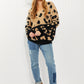 CY Fashion Full Size Leopard V-Neck Fuzzy Sweater