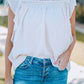Swiss Dot Ruffled Frill Neck Blouse