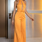 Cutout Halter Neck Backless Wide Leg Jumpsuit