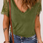 Spliced Lace V-Neck Tee Shirt
