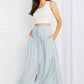 Sweet Lovely by Jen Full Size Leaps and Bounds Slit Maxi Skirt in Misty Blue
