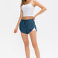 Two-Tone Drawstring Waist Faux Layered Athletic Shorts