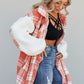 Davi & Dani Somewhere in Seattle Full Size Plaid Teddy Sleeve Shacket