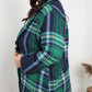 Davi & Dani Full Size Plaid Fringe Trim Pocket Coat